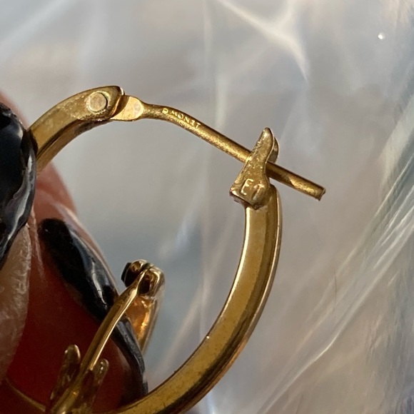 EUC Pair of Gold MONET 3/4” Hoop PIERCED EARRINGS; marked ET - Picture 3 of 5